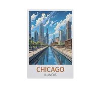 Paint by Numbers for Adults,Chicago Illinois,DIY Oil Painting Kits for Adults Kids without Frame with Brushes and Acrylic Pigment Paint by Numbers Canvas Arts Crafts for Home Wall Decor(50x60cm)-AN98