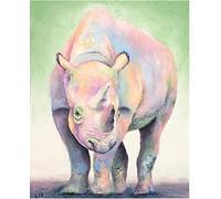 Paint by Numbers for Adults Children Colorful Animal Rhino 16x20 Inch Linen Canvas Acrylic DIY Number Painting Kits Wall Art Decor Gifts -with Frame