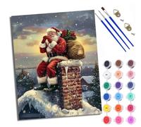 Paint by Numbers for Adults Chimney Santa Painting by Numbers for Adults DIY Canvas Kits Crafts Kits for Relax and De-Stress Gift Home Decoration with Frame