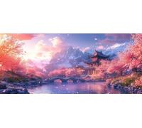 Paint by Numbers for Adults Chinese Style, Easy Paint by Numbers Kits for Beginners Landscape, Color Oil Painting Adult, DIY Painting Kits with Brushes and Acrylic, Winter Decorations, 36x16in 3-4820