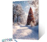 Paint by Numbers for Adults Christmas Tree Paint by Numbers Snow Scene on Canvas, DIY Crafts Oil Painting Art Kits, Acrylic Oil Painting Kits with Brushes, Room Decor, Gifts for Women 40x54in 5-6749