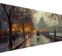 Paint by Numbers for Adults Church Paint by Numbers Street Oil Painting Color Canvas Kits with 3 Brushes and Acrylic Pigment Drawing Craft Art Kits, Gift for Women, Home Wall Decor 100x200cm c2-343