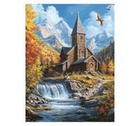 Paint by Numbers for Adults, Church Painting by Numbers Landscape 20x28In, DIY Hobbies for Adults Women, Painting on Canvas Using Acrylic Paint and Brushes, Wall Art Set for Room Decor LSJ-2559