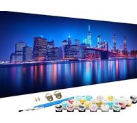 Paint by Numbers for Adults City, Adult Paint by Numbers Canvas Kits, Bridge Painting by Number for Kids, DIY Adult Crafts Hand Painted Oil Painting Kit for Halloween Room Decor, 16 x 36 Inch Z-413