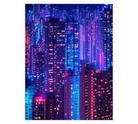 Paint by Numbers for Adults, City Night Scene Painting by Numbers for Children Hongkong 28x38 in, DIY Hobbies for Adults Women, Painting on Canvas Using Acrylic Paint and Brushes Wall Art Set LSJ-3408