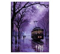 Paint by Numbers for Adults, City Night Scene Painting by Numbers for Children Tram 24 x 32in, DIY Hobbies for Adults Women, Painting on Canvas Using Acrylic Paint and Brushes, Wall Art Set LSJ-3883