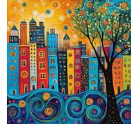 Paint by Numbers for Adults City Paint by Numbers Abstract Pattern Design, Acrylic Paintngs On Clear Symbols Colored Canvas, Easy DIY Acrylic Pigment Drawing Paintwork for Home Wall Decor, 100X100CM