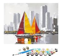 Paint by Numbers for Adults,City Paint by Numbers,DIY Landscape Canvas Oil Painting Kit for Kids or Beginner with 3 Brushes Acrylic Pigment for Halloween Decorations Gifts 8x12in Without Frame L8-827