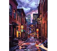 Paint by Numbers for Adults City Paint by Numbers London Kits for Children Beginners Hobbies for Adults Women DIY Acrylic Pigment Canvas Oil Paintings Art Kits Halloween Decorations Gifts 30x40cm I-13