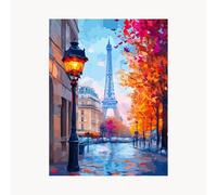 Paint by Numbers for Adults, City Painting by Numbers for Adults, Craft Kits for Kids with Paris Color Canvas for Painting 16x22Inch Acrylic Paint and Brush for Wall Art for Living Room Decor FYH-6347