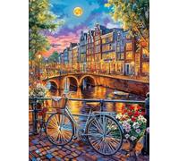 Paint by Numbers for Adults Cityscape Bicycle Paint by Numbers On Canvas, DIY Painting by Numbers for Adults, Paint by Numbers Kits with Brushes and Acrylic Pigment 28x40 Inch (Without Framed) -YH632
