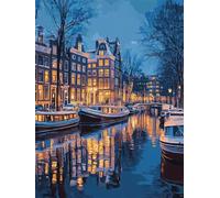 Paint by Numbers for Adults Cityscape Boat Paint by Numbers On Canvas, DIY Painting by Numbers for Adults, Paint by Numbers Kits with Brushes and Acrylic Pigment 28x40 Inch (Without Framed) -YH654