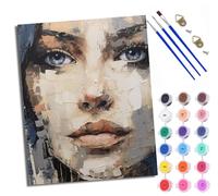 Paint by Numbers for Adults Close-up of Oil Painting of a Woman's face Painting by Numbers for Adults DIY Canvas Kits Crafts Kits for Relax and De-Stress Gift Home Decoration with Frame