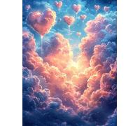Paint by Numbers for Adults Cloud, 24x32 Inch Heart Shape Paint by Numbers Kits for Adults/Beginner/Kids, DIY Oil Painting Acrylic Paints Kits, Canvas Art for Gifts and Wall Decor, without Frame, C-16