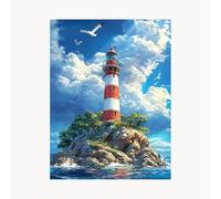 Paint by Numbers for Adults Cloud Paint by Numbers Kits 16x12 In with Acrylic and Pens Color Canvas for Painting, Lighthouse Paintings Hobbies for Adults Women, Wall Art Room Decor Gifts FYH-5961