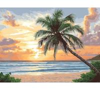 Paint by Numbers for Adults Coconut Tree Sunset, Paint by Numbers Kits Children and Beginners, Hobbies for Adults Women, Diy Oil Painting Crafts Gifts Home Decor or Bathroom Wall Art 45x60cm H-465