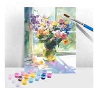 Paint by Numbers for Adults Color, Paint by Numbers Kits for Beginners Children, Flower DIY Number Painting with Brushes Acrylic Pigment Drawing Paintwork for Gifts Home Wall Decor 35x47 Inch T-517