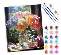 Paint by Numbers for Adults Colorful flowers by the sunny window Painting by Numbers for Adults DIY Canvas Kits Paint by Number Crafts Kits for Relax and De-Stress Gift Home Decoration 16x20 inch