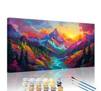 Paint by Numbers for Adults Colorful Paint by Numbers Landscape DIY Kits for Adults Beginners, Color Canvas Oil Painting with Brushes & Pigment Set, Home Wall Decor Crafts Gift 23.6x47.2in XY#100
