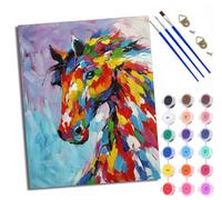 Paint by Numbers for Adults Colorful Pony Painting by Numbers for Adults DIY Canvas Kits Crafts Kits for Relax and De-Stress Gift Home Decoration with Frame