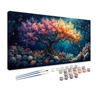 Paint by Numbers for Adults Colorful, Tree Of Life Paint by Numbers Kits, DIY Hobbies for Adults Women Painting with Paintbrushes and Pigment, Painting by Number for Gifts, Home Decor 50x100 cm 4L-757