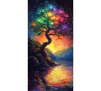 Paint by Numbers for Adults, Colorful Tree of Life Painting by Numbers for Adults Children, Acrylic Pigment On Symbols Canvas, Craft Kits Perfect Gifts, Home Wall Decortion (Frameless, 8x16in) O-78
