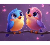 Paint by Numbers for Adults, Couple Diamond Painting Bird, Painting by Numbers for Adults Crystal Art, Acrylic Paint Brushes, Christmas Cross Stitch Kits Home Wall Decor (Without Frame, 80x100cm) 707