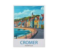 Paint by Numbers for Adults，Cromer Norfolk vintage travel poster, coast，DIY Oil Painting Kits for Adults Kids with Brushes and Acrylic Pigment Paint by Numbers Canvas Arts Crafts (20x30cm）-AX79
