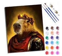 Paint by Numbers for Adults Crowned Capybara Warrior Painting by Numbers for Adults DIY Canvas Kits Paint by Number Crafts Kits for Relax and De-Stress Gift Home Decoration 16x20 inch