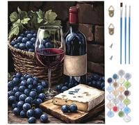 Paint by Numbers for Adults Cup, Blueberry Painting by Number Kits, DIY Canvas Oil Painting Kit Hobbies for Adults Women with 3 Brushes and Acrylic for Halloween Decorations 30x40cm/30x40 cm D1-794