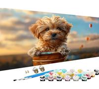 Paint by Numbers for Adults Cute,Adult Paint by Numbers Canvas Kits,Dog Painting by Number for Kids,DIY Adult Crafts Hand Painted Oil Painting Kit for Halloween Decorations Room Decor,16x32 in Z-847