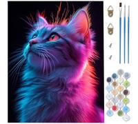 Paint by Numbers for Adults, Cute Paint by Numbers, DIY Cat Canvas Oil Painting Kit for Kids or Beginner with 3 Brushes Acrylic Pigment for Room Decor Gifts for Women, Without Frame 8x12 inch D1-243