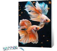 Paint by Numbers for Adults Cute, Painting by Numbers for Kids Beginners Fish Without Frame DIY Color Acrylic Oil Paint Kit Crafts Arts for Adults, Easy Painting for Decor,Gifts for Women 50x70 0j-886