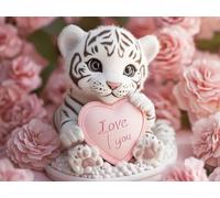 Paint by Numbers for Adults, Cute White Tiger Paint by Numbers, DIY Acrylic Pigment Drawing Paintwork Arts and Crafts Painting Kit for Home Wall Decor, Birthday Gifts Women,16x20in Frameless 0F-442