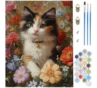 Paint by Numbers for Adults, Daisy Paint by Numbers, DIY Cat Canvas Oil Painting Kit for Kids or Beginner with 3 Brushes Acrylic Pigment for Room Decor Gifts for Women, Without Frame 16x20 Inch D1-91