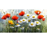 Paint by Numbers for Adults Daisy Paint by Numbers Kits Poppy DIY Canvas Oil Painting Kit 60X168cm for Kids or Beginner with Brushes Acrylic Pigment, Without Frame, Halloween Decorations Gift L6-411