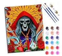 Paint by Numbers for Adults Day of The Dead Skeletons Painting by Numbers for Adults DIY Canvas Kits Crafts Kits for Relax and De-Stress Gift Home Decoration with Frame