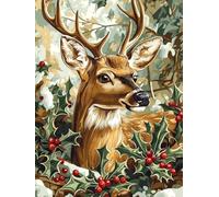 Paint by Numbers for Adults Deer, 16x20 Inch Animal Paint by Numbers Kits for Adults/Beginner/Kids, DIY Oil Painting Acrylic Paints Kits, Canvas Art Kits for Gifts and Wall Decor, without Frame, D-08