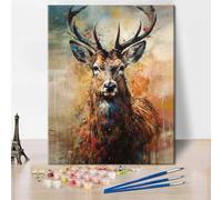 Paint by Numbers for Adults, Deer Adult Paint by Number Kits On Canvas Woodland Animals Paint-by-Number Kits DIY Oil Painting for Adults Elk Painting by Number Kit Arts Craft, 40x50cm