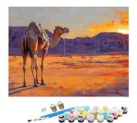 Paint by Numbers for Adults Desert, Camel Painting by Number Kits, DIY Canvas Oil Painting Kit Hobbies for Adults Women with 3 Brushes and Acrylic for Room Decor 12x16Inch/30x40CM Without Frame L8-276