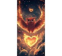 Paint by Numbers for Adults, DIY Acrylic Oil Painting Kits on Canvas Without Frame, Painting by Numbers Kit 45x90cm/18x36inch Home Wall Decor, Multiple Styles Owl Red for Gifts & Beginners A-490