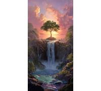 Paint by Numbers for Adults, DIY Acrylic Oil Painting Kits on Canvas Without Frame, Painting by Numbers Kit 60x120cm/24x48inch Home Wall Decor, Multiple Styles Waterfall Tree Gifts & Beginners A-660