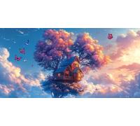 Paint by Numbers for Adults, DIY Acrylic Oil Painting Kits on Canvas Without Frame, Painting by Numbers Kit 80x160cm/32x64inch Home Wall Decor, Multiple Styles Tree House Butterfly Beginners A-760