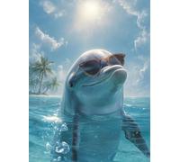 Paint by Numbers for Adults, DIY Canvas Oil Painting Kits for Kids or Beginner with Paint brushes Acrylic Pigment Drawing Paintwork 16x24inch Without Frame Gift Home Wall Decor Abstract Dolphin B101