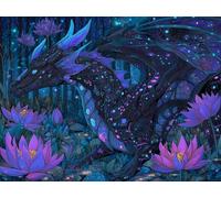 Paint by Numbers for Adults, DIY Canvas Oil Painting Kits for Kids or Beginner with Paint Brushes Acrylic Pigment Drawing Paintwork 16x24inch Without Frame Home Wall Decor Dragon Lotus Flower B551