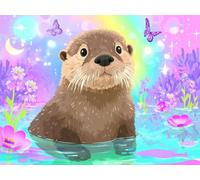 Paint by Numbers for Adults, DIY Canvas Oil Painting Kits for Kids or Beginner with Paint Brushes Acrylic Pigment Drawing Paintwork 8x12inch Without Frame Gift Home Wall Decor Otter Butterfly B882