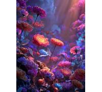 Paint by Numbers for Adults, DIY Canvas Oil Painting Kits for Kids or Beginner with Paint Brushes Acrylic Pigment Drawing Paintwork 16x20inch Without Frame Gift Home Wall Decor Colorful Flowers B332