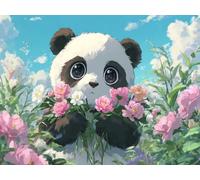 Paint by Numbers for Adults, DIY Canvas Oil Painting Kits for Kids or Beginner with Paint Brushes Acrylic Pigment Drawing Paintwork 20x28inch Without Frame Gift Home Wall Decor Cute Panda B505
