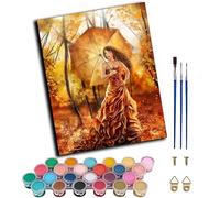 Paint by Numbers for Adults,DIY Oil Number Painting Canvas Kits, Adult for Gifts Home Wall Decor,20x16inch，Girl Holding an Umbrella Forest,Frameless