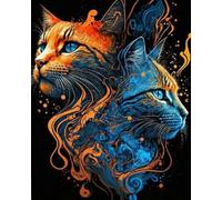 Paint by Numbers for Adults,DIY Oil Number Painting Canvas Kits, Adults for Gifts Home Wall Decor,20x16inch，Fantasy Animals Two Cats,Frameless